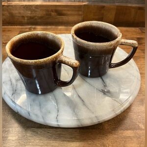 Vintage McCoy Brown Drip Glaze Coffee Mugs Set of 2 USA 1970s
